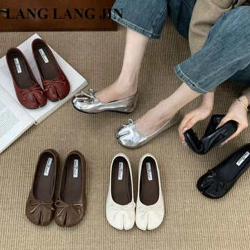 2026 Spring Women Split Toe Mary Jane Lolita Flats Ladies Vintage Kawaii Designer Loafer Elegant Ballerina Inner Heel Shoe Mujer