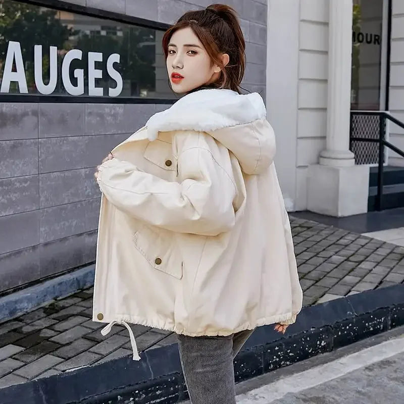 Miuhuh Cotton-padded Winter Jacket Women Thickened Korean Style Loose-fit Student Stylish Versatile Cotton Coat Outerwear Autumn