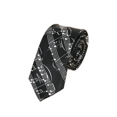 Classic Fashion Men's Skinny Tie Colorful Musical Notes Printed Piano Guitar Polyester 5cm Width Necktie Party Gift Accessory