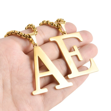 50/60/70cm Stainless Steel A-Z Letters Necklaces For Women Men Accessories 26 Initial Alphabet Pendant Jewelry Long Chain Collar
