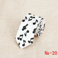 Classic Fashion Men's Skinny Tie Colorful Musical Notes Printed Piano Guitar Polyester 5cm Width Necktie Party Gift Accessory