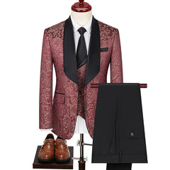 Spring 2024 Plus-size Men's Jacquard Suit Wedding Dress Groom Suit Host Performance Costume Wedding Suits for Men