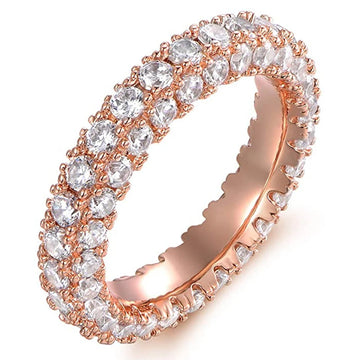 Huitan Simple Elegant Women Engagement Rings Eternity Promise Wedding Rings 3 Colors Luxury Fashion Female Jewelry Drop Shipping