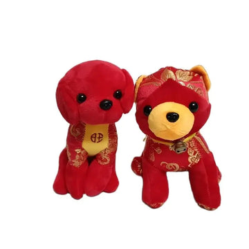 Lovely Red Dog Puppy Traditional Clothes Chinese Zodiac Cute Animal Soft Stuffed Doll Plush Toy Girl Boy Birthday Christmas Gift