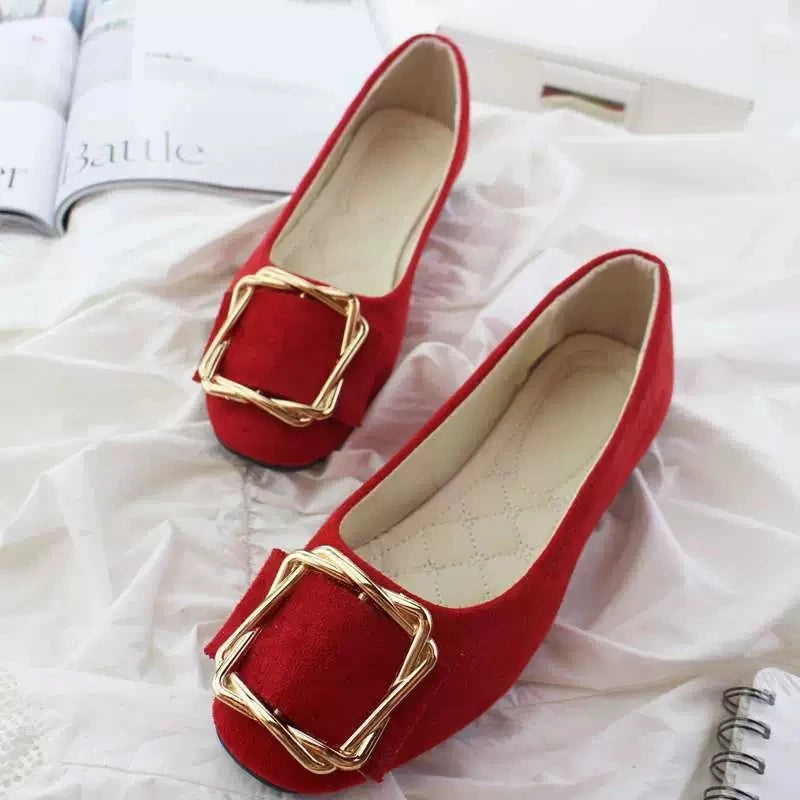 Sorbern Comfortable Flat Women Shoes Slip On Buckle Square Toes Ladies Shoes Custom Colors Size 34-48