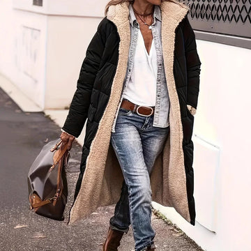 Thickened Double-Sided Wear Women's Jacket Long Fleece Winter Warm Cotton Coat Extended Length Winter Outerwear Coat