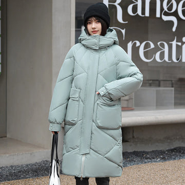 Winter Down Jacket Women Long Thicken Down Coat with A Hood Straight Elegant Outerwear 2023 Korean Fashion Female Parkas