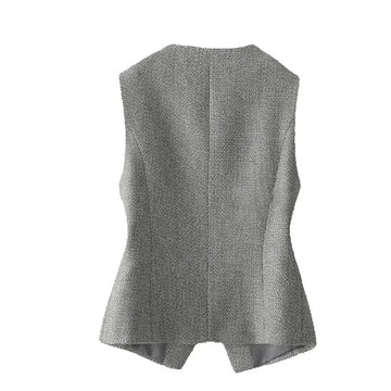 High-End Vintage Black White Striped Short vest Women 2025 Spring And Autumn New Tops Sleeveless Jacket Female Waistcoat T1263