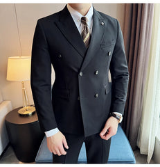 2024 Spring New Ins British Style (suit + Trousers) Trend Slim-fit Business Gentleman Men's Suit Suit Large Size Two-piece Set