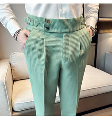 High Waisted Suit Pants for Men 2024 New Solid Color Formal Pantalones Hombre Casual Slim Fit Dress Pants Trousers Men Clothing