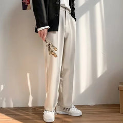 men's drape long pants, Korean version trend slim fit small foot casual pants, men's spring and autumn straight leg suit pants