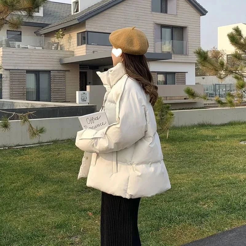 Fashionable Short Women's Cotton Jacket 2025 Winter Korean Style down Cotton Puffer Bread Coat Student Outerwear