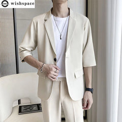 2022 Summer Business Casual Men's Suit Pants Set Loose Jacket Blazer Trousers Two Piece Set Office Professional Suit Tracksuit