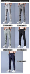 Straight tube ice silk pants for men's business trend, sagging casual pants, summer thin wide leg pants youngsters