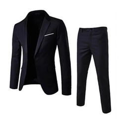 Men Formal 2 Pieces Suit Set Fashion New Boutique Business Dress Wedding Groom Suit Coat Blazers Trousers Suits Clothing Sets