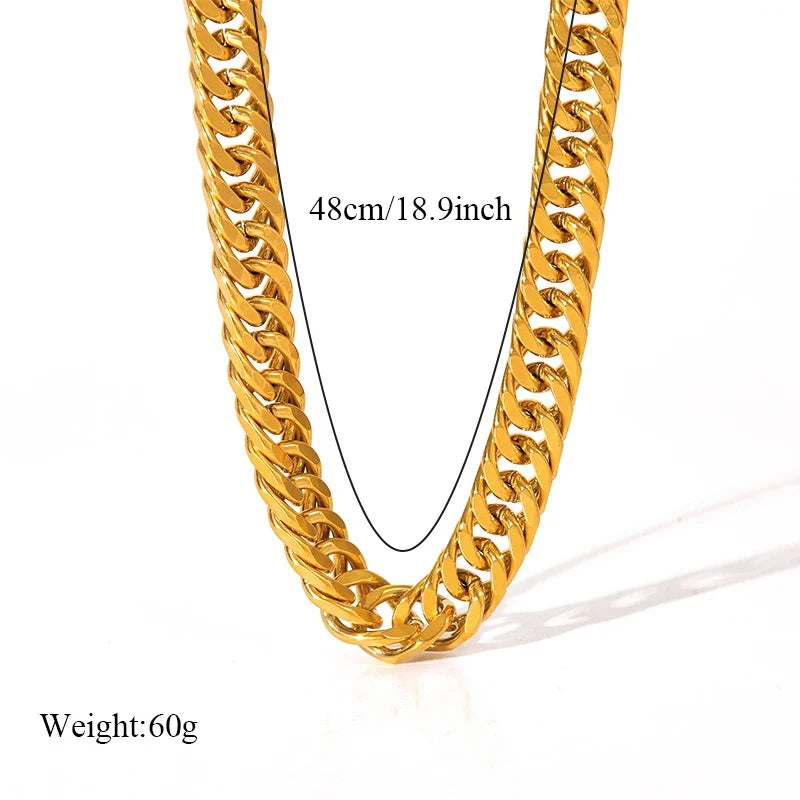 EILIECK 316L Stainless Steel Gold Color Thick Chain Necklace For Women New Punk Waterproof Neck Chain Jewelry Gift Party Collar