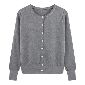 Knitted Sweater Women Cardigans New Long Sleeve O-Neck Black Knit Sweater Cardigan Women Tops Knitwears Sueters De Mujer Q1202