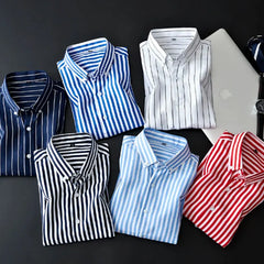 Men's Business Casual Long Sleeve shirt Classic striped social dress shirt Wear free, wrinkle-resistant and easy to care for