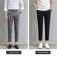 Draped Slim Fit Men's Suit Pants Smooths Your Silhouette Youth Korean Trendy Business Casual Trousers Nine Points