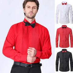 American size men's long-sleeved tuxedo shirt Spring summer business casual non-ironing high quality fashion slim solid color