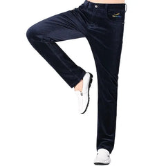 New Mid Waist Pants Thicken Men's Corduroy Full Bruce&Shark Casual Men Trouser Loose Comfortable Fashion Stretch Cotton big size