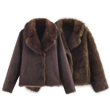 2026 Winter Women's Street Fashion Faux Fur Jackets For Women Long Sleeves Double-Sided Thick Warm New Casual Coats