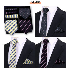 Luxury Men's Tie 3 Sets In Gift Box Paisley Striped Necktie Handkerchief For Men Gravata Wedding Formal Clothing Accessories