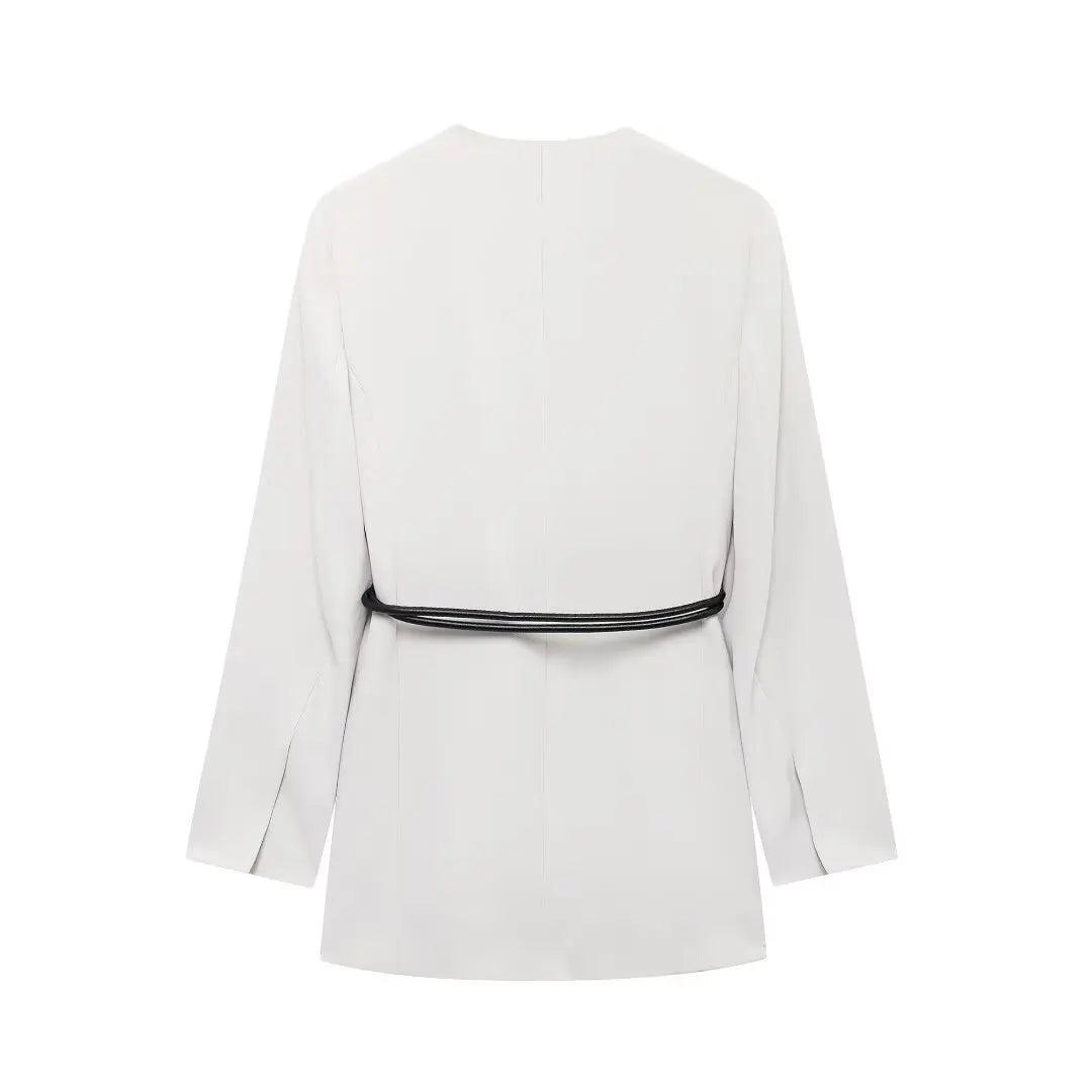 DiYiG  Women 2025 Autumn New Fashion with Belt Decoration Long Sleeve All-match Suit Jacket Zipper Straight Pants  Mujer