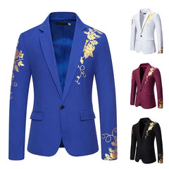 Men's One-button Suit New Fashion Printing Leisure Slim Suit Business Banquet Wedding Dress Suit Men's Blazer