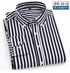 Spring summer men's long-sleeved shirt elastic anti-wrinkle tooling business casual free ironing comfortable breathable slim fit