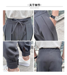 2023 Summer Elastic Waist Drape Suit Pants Men Business Office Casual Pants Male Fashion Loose Social Party Formal Trousers