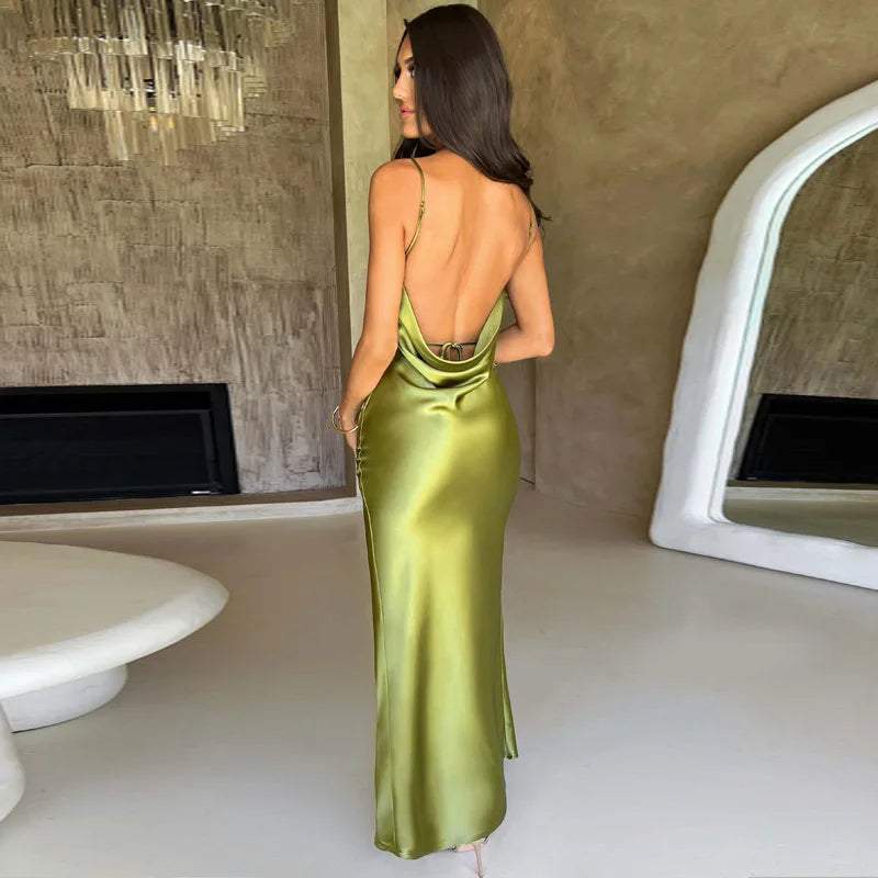 Summer Backless Slim Fit Slit Suspender Dress Fashionable Sexy New Arrival Women's Clothing 2026
