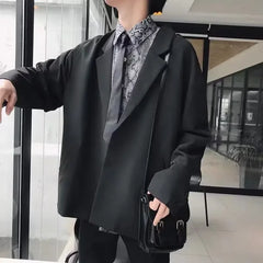 Elegant Western-style Suit Jacket For Men New Autumn Collection Single-breasted Flat Collar Youth Trendy Two-piece Blazer