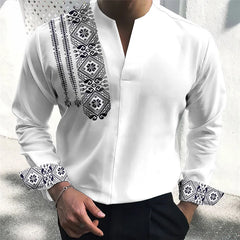 New Spring Autumn Long Sleeve Men's Printed Loose Streetwear Top Men Lapel Button-Down Casual Shirt Fashion Simple Office Blouse