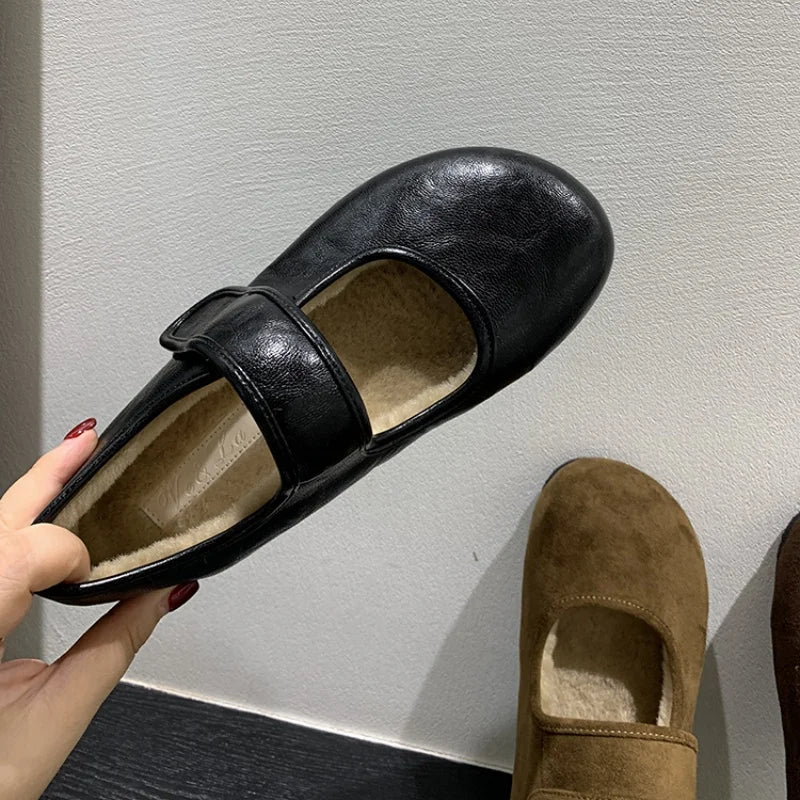 2026 Outerwear Simple Winter Warmth Cotton Shoes - Fall/Winter New Style Fashionally Versatile Fleece Women's Casual Flat Shoes