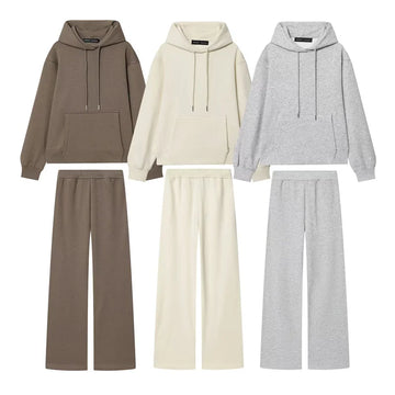 Women's Suit New for Autumn 2025 Solid Color Long Sleeve Basic Hoodie Fleece Sweatshirt and Long Pants Set Casual Fashion