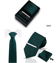 Tie For Men Tie Clips Set Silk Necktie Man Wedding Blouses Dress Cufflinks Gift Box Pocket Square Clip Business Skinny Gravetas