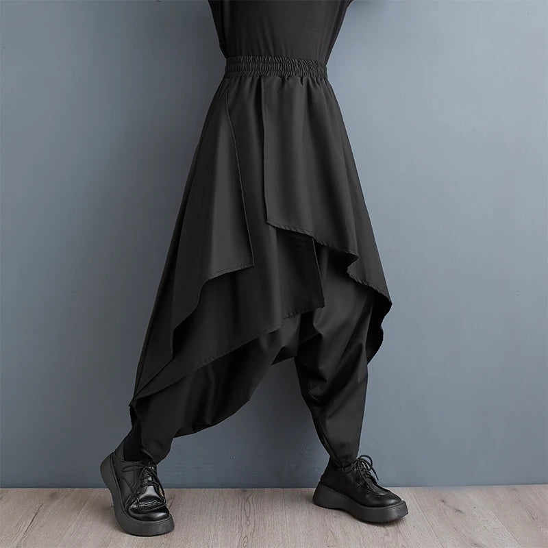 black high Waist vintage Casual loose 2025 spring autumn clothes skirt Pants Women wide leg Trousers Streetwear female tide R556