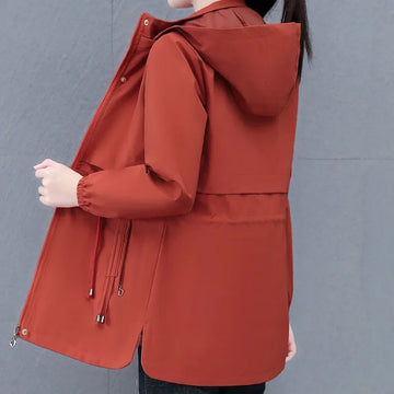 2025 New Spring Autumn High-End Trench Coat Women Fashion Hooded Zipper Windbreaker Female Overcoat Loose Outerwear Tide T1085