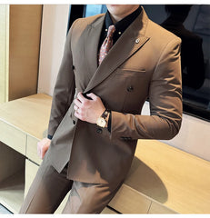 2024 Spring New Ins British Style (suit + Trousers) Trend Slim-fit Business Gentleman Men's Suit Suit Large Size Two-piece Set