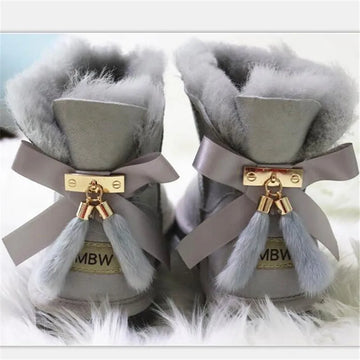 Real Fur 2025 Shoes Women Snow Boots Real Wool Winter Warm Boots Genuine Sheepskin Leather Natural Fur Non-Slip Women Boots