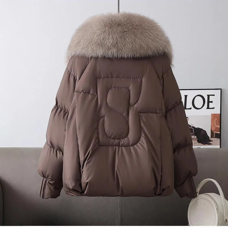 Women's High-end Cotton Jacket New Temperament Thicken Warm Down Cotton Padded Coat Female Big Collor Quilted Parkas Outwear