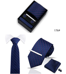 Tie For Men Tie Clips Set Silk Necktie Man Wedding Blouses Dress Cufflinks Gift Box Pocket Square Clip Business Skinny Gravetas