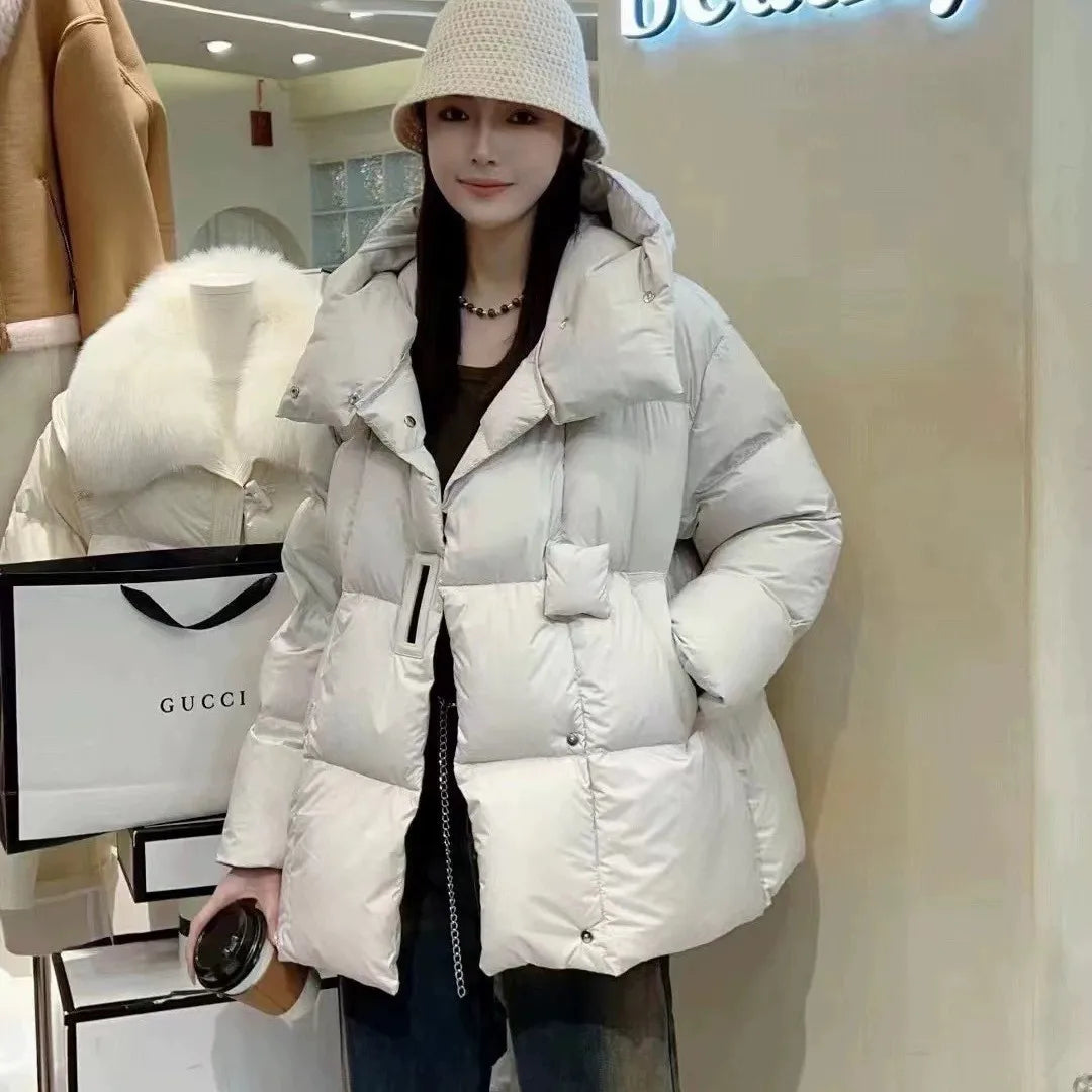 Winter 90% White Duck Down Jacket Women 2025 Fashion Female Thick Warm Fluffy Parkas Loose Oversized Puffer Coat Outwear