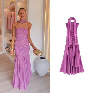 Women's 2025 New Dresses Summer Chic Print Stretch Tight Women's Long Dress Street Fashion Youth Elegant Holiday Summer Dress