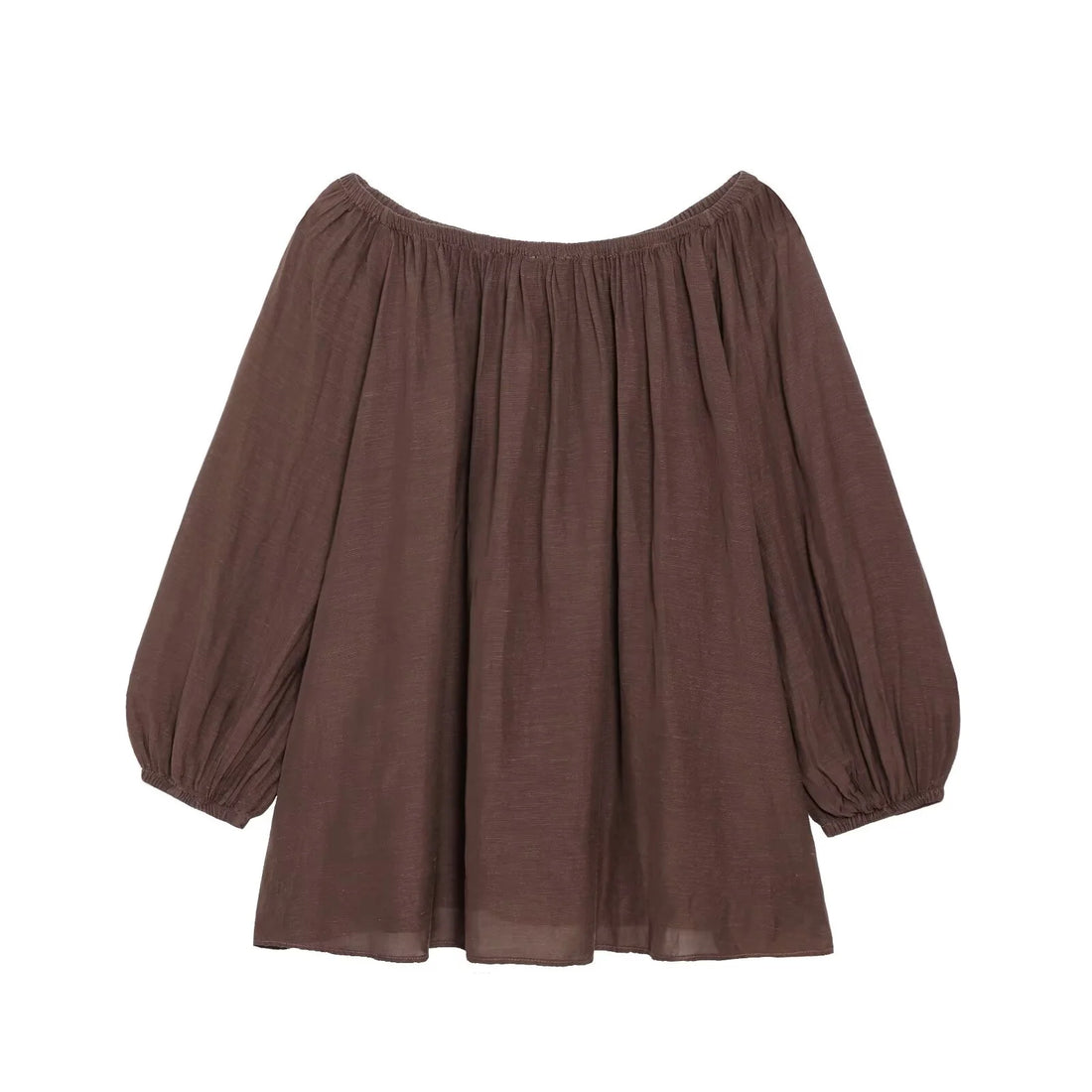2025 new summer women's casual fashion loose off-shoulder collar long-sleeved top + drawstring wide-leg shorts