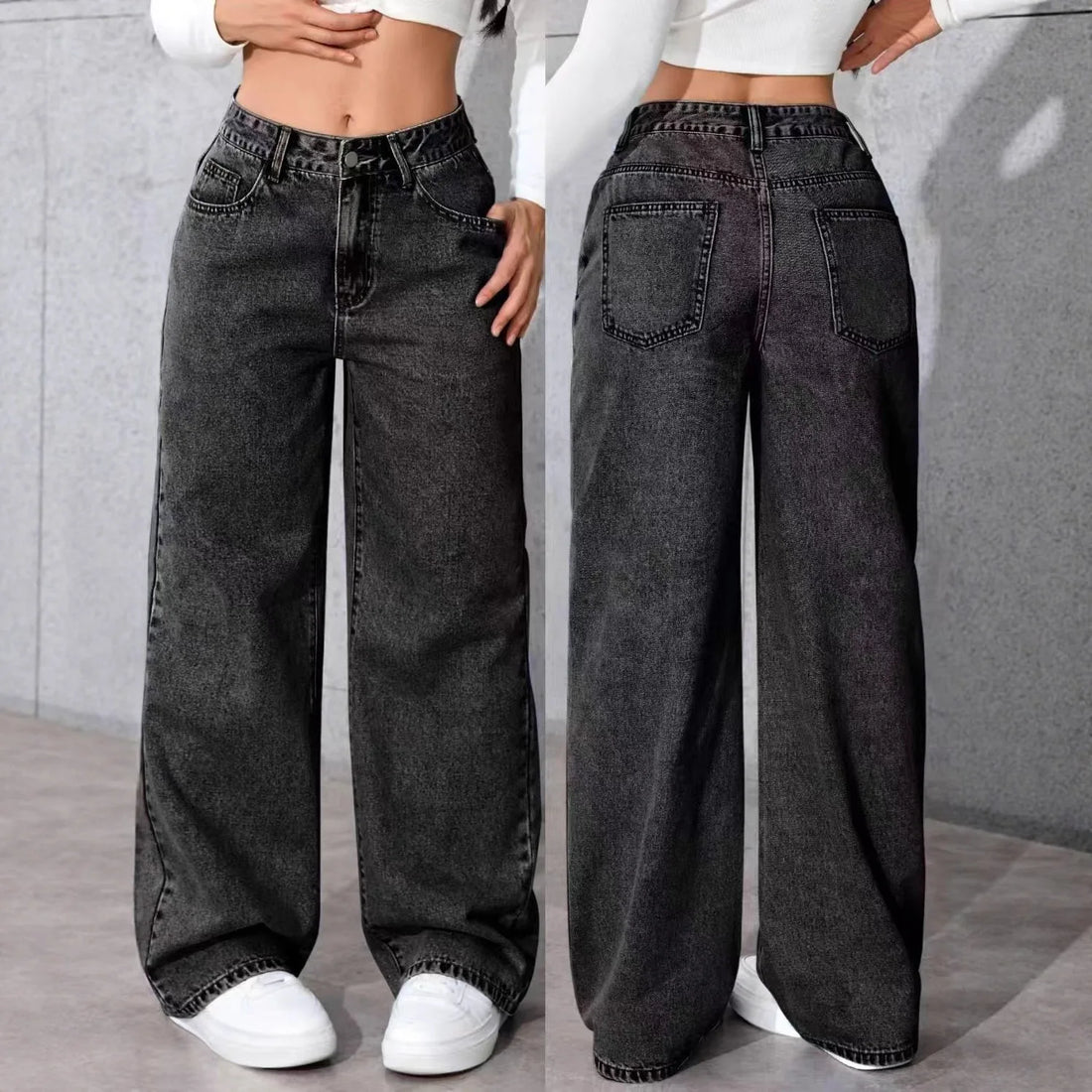 High Waist Straight Leg Loose Fit Women's Denim Jeans Sweet And Spicy Style Spring Autumn Popular Cross-Border Independent St...