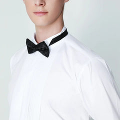 Classic Winged Collar Dress Shirt Men's Wingtip Tuxedo Formal Shirts with Red Black Bow Tie Party Dinner Wedding Bridegroom Tops