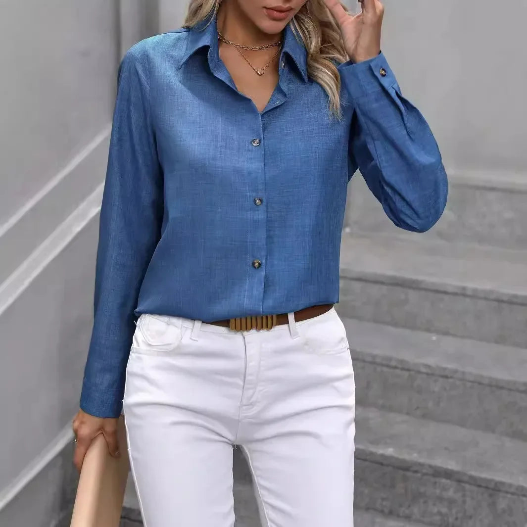 Solid Casual Loose Shirts For Women 2025 Autumn Vintage Women's Oversized Shirts And Blouses Fashion Elegant Youth Female Tops