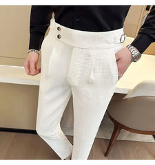 High Waisted Suit Pants for Men 2024 New Solid Color Formal Pantalones Hombre Casual Slim Fit Dress Pants Trousers Men Clothing